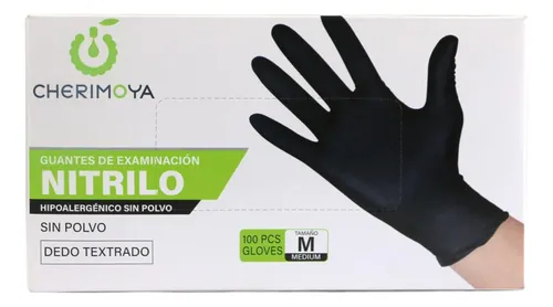 guantes de nitrilo negros cherimoya talla m– caja 100 unidades guantes de nitrilo negros cherimoya talla m– caja 100 unidades